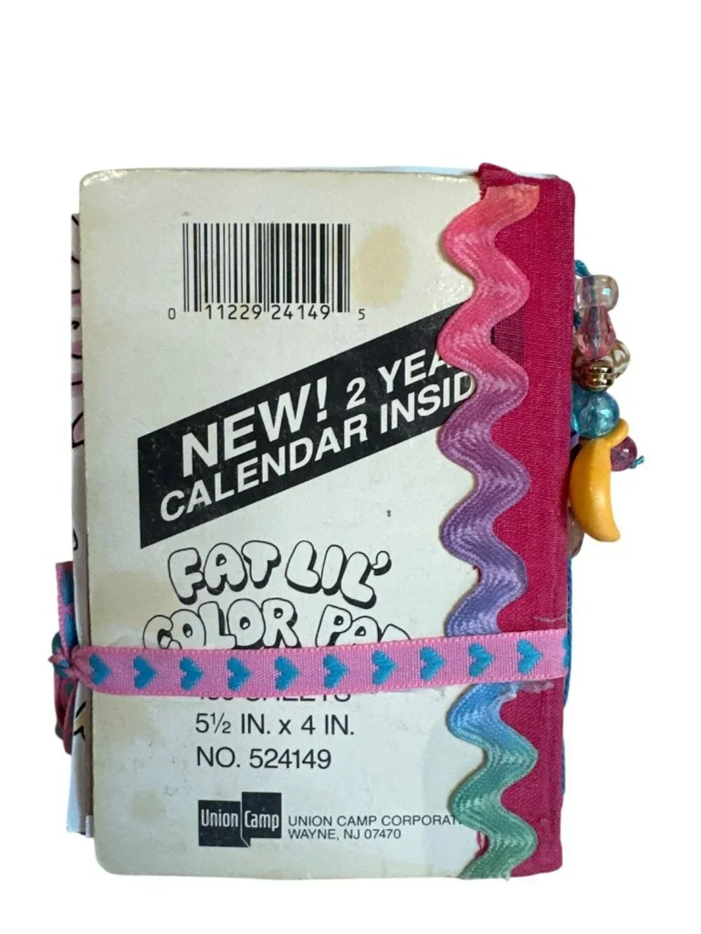 Handmade Junk Journal Beaded Charm Ribbon Closure 80s 90s Nostalgia Inner Child
